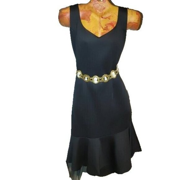 Venus Womens Dress Sleeveless Round Neck Panel Insert Ruffle Size XL Turkey - Picture 2 of 10